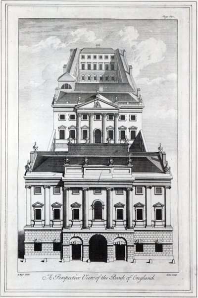 A Perspective View of the Bank of England, engraved by William Henry Toms, 1739 by Robert West